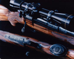 Gary Goudy stocked 7x57 Mauser with small scroll engraving by barry Lee Hands copyright 2008